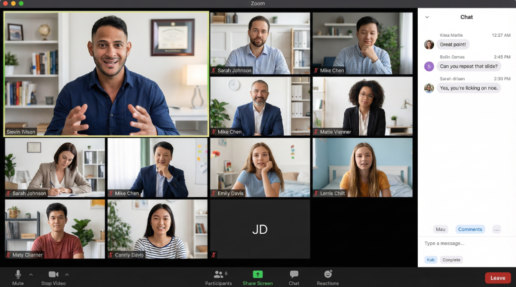 Taj delivering a virtual AI masterclass session